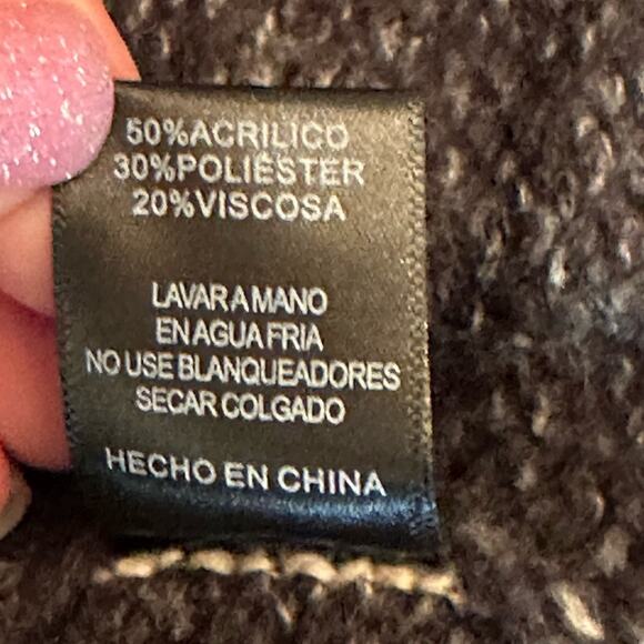 Anthropologie Sunday in Brooklyn Tan & Gray Striped Poncho W/ Fringe, Size M/L - Picture 7 of 9